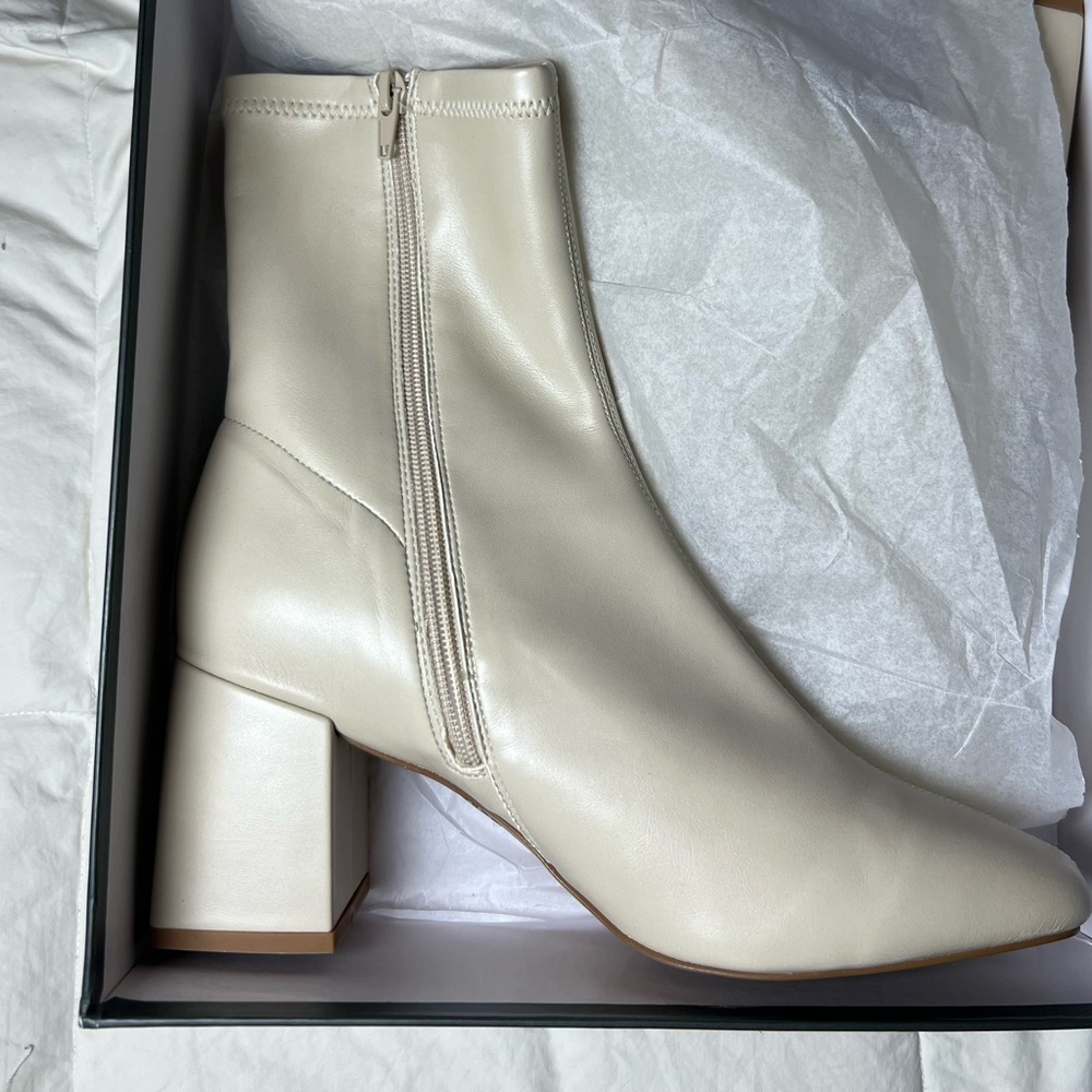 Silent D Carina Ankle Boots Ivory Oatmilk Napa Block Heel size EU 41 / US 10.5 - Picture 2 of 10